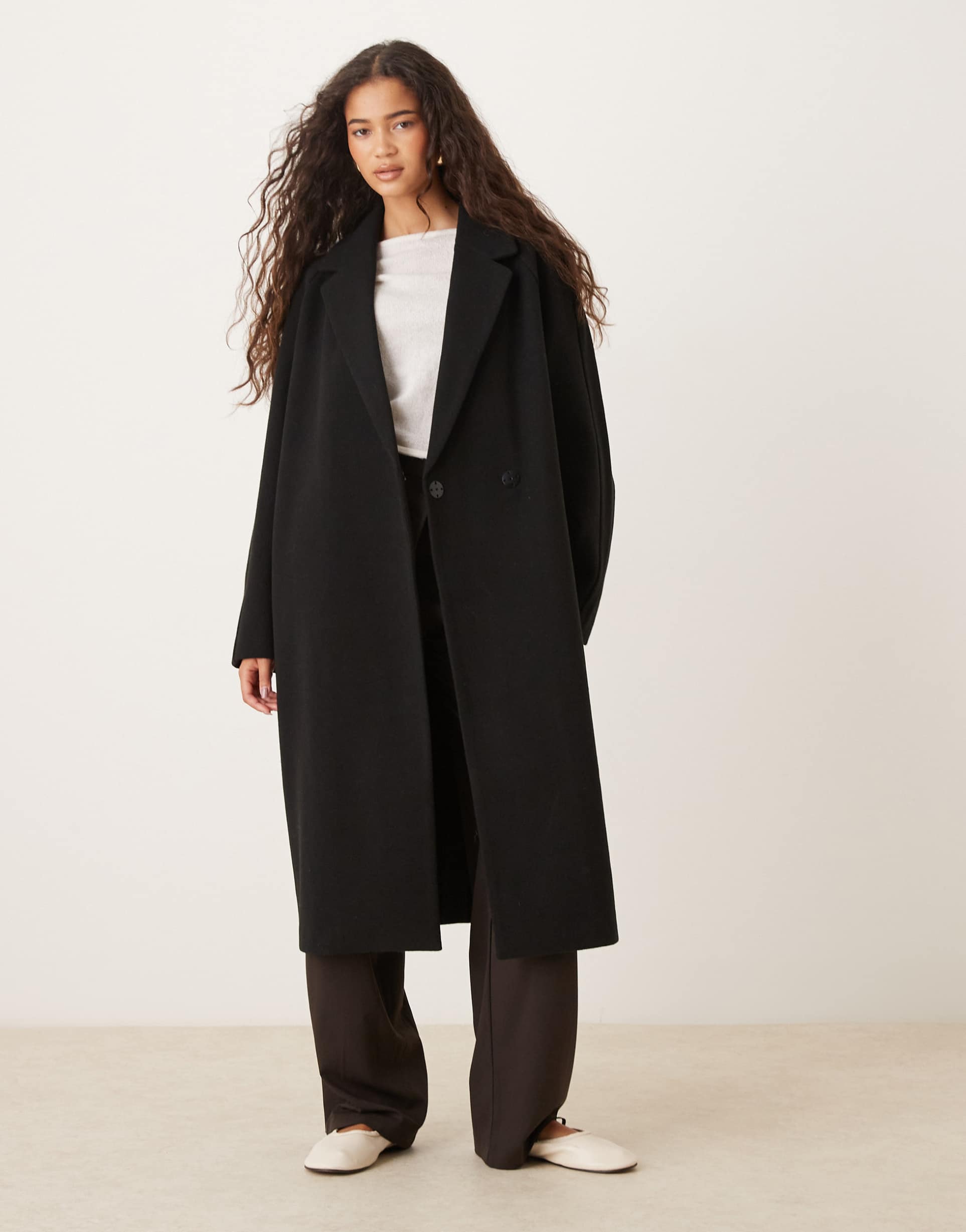 asos design chuck on overcoat in black