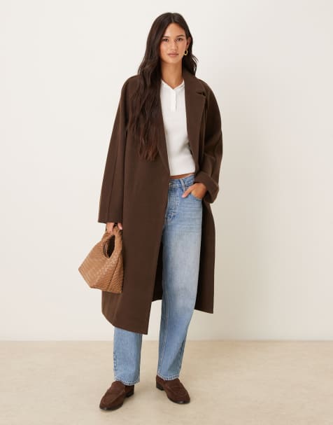ASOS DESIGN chuck on overcoat in chocolate - view 1