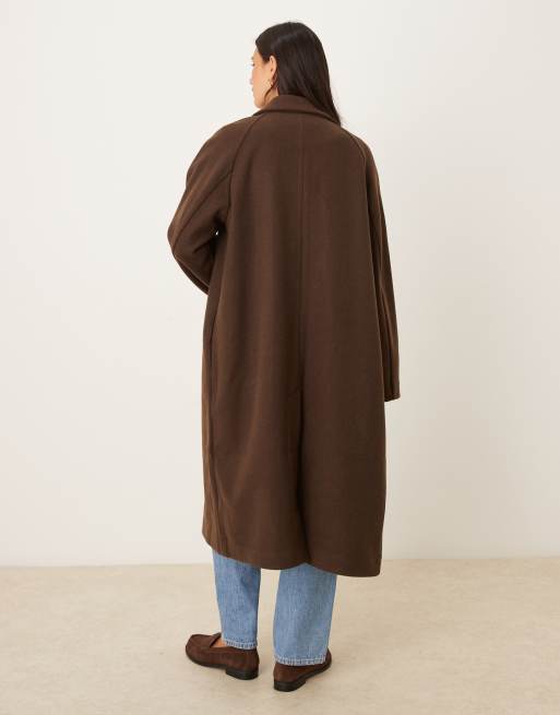 ASOS DESIGN chuck on overcoat in chocolate, 4 of 4