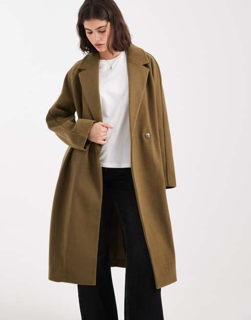 ASOS DESIGN chuck on overcoat in olive, 3 of 4