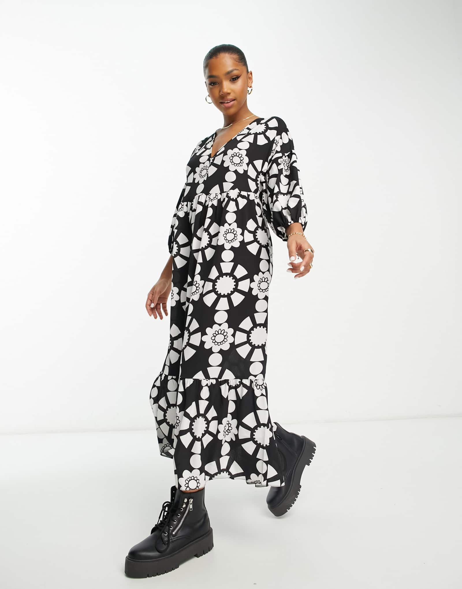 Дизайнерское платье-миди-халат ASOS с однотонным абстрактным принтом
