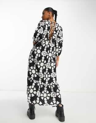 Asos Design Chuck On Smock Midi Dress In Multi