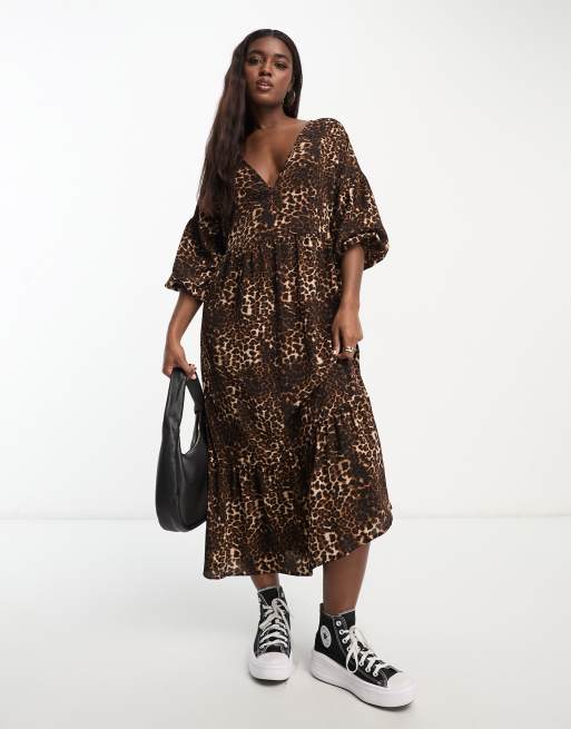 Leopard print midi outlet dress asos