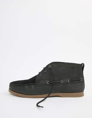 black suede boat shoes