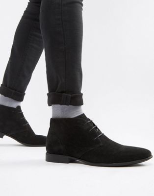 ASOS DESIGN chukka boots in black faux 