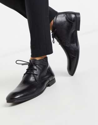 Asos Design Chukka Boots In Black Leather