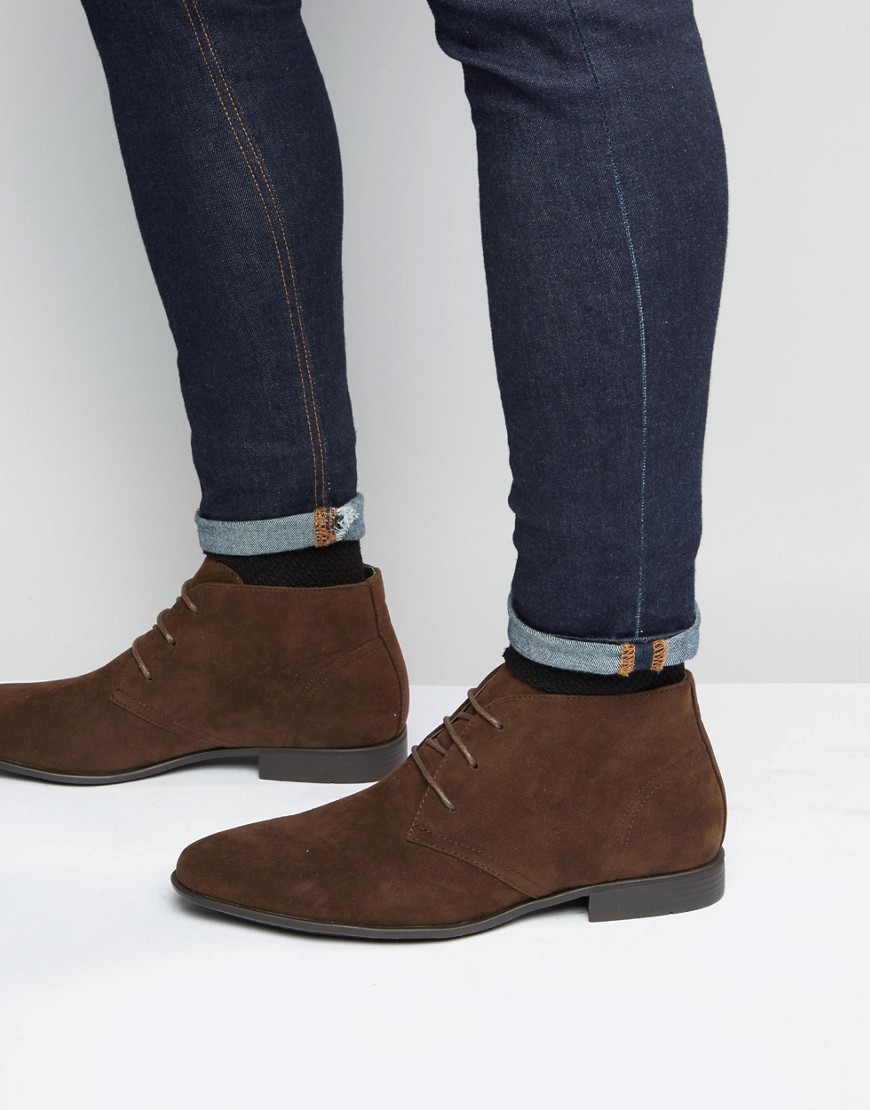 ASOS DESIGN chukka boots in brown faux suede