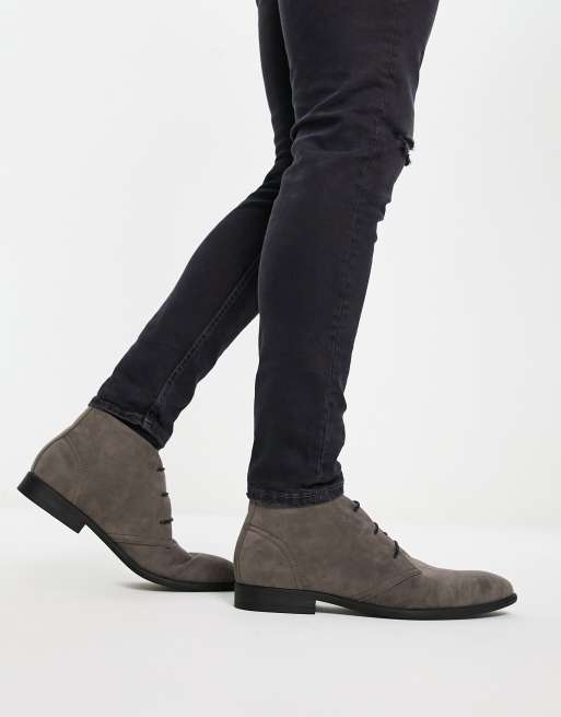 ASOS DESIGN chukka boots in gray faux suede