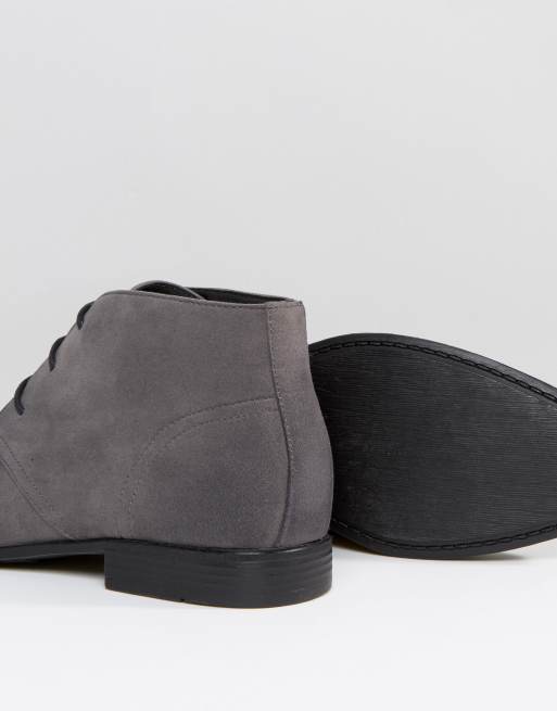 ASOS DESIGN chukka boots in grey faux suede