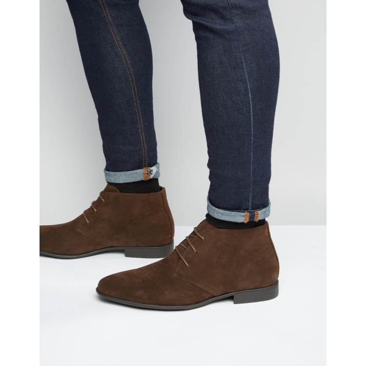 ASOS DESIGN Chukka Stiefel aus braunem Wildlederimitat