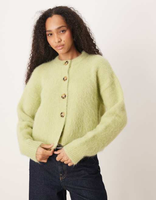 ASOS DESIGN chunky alpaca cardigan in light green