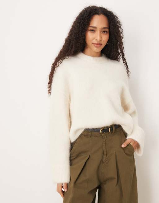 ASOS DESIGN chunky alpaca jumper in cream
