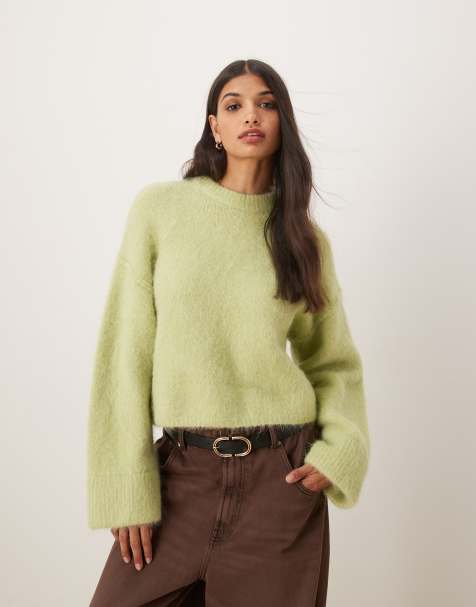 ASOS DESIGN chunky alpaca jumper in light green - view 1