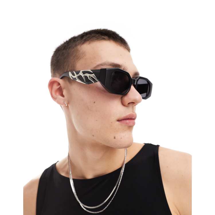 FRENCH CONNECTION ユニオンジャック swag y2k ASOS DESIGN chunky angled rectangle sunglasses with Y2K grunge