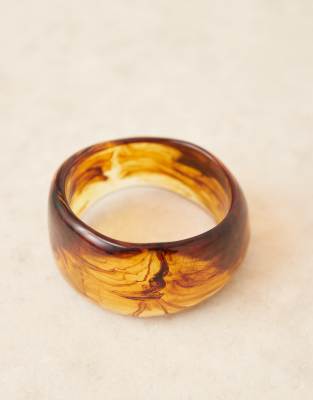 Asos Design Chunky Bangle In Brown