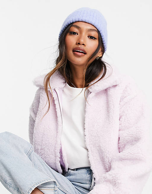 ASOS DESIGN chunky beanie with deep turn up in blue