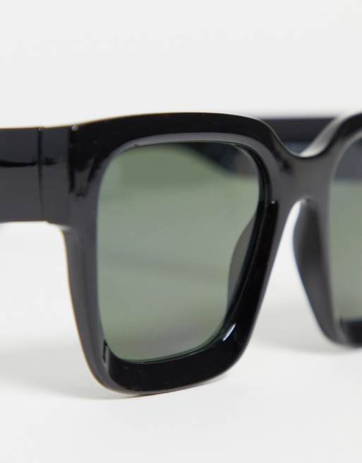 ASOS DESIGN chunky bevelled square frame in shiny black - BLACK, 3 of 4