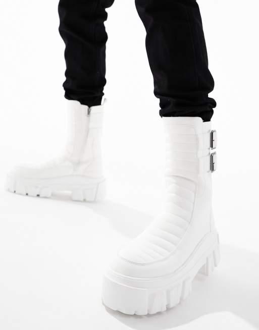 White boots hot sale chunky