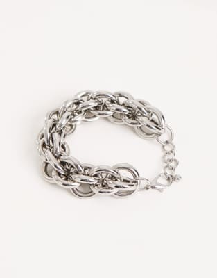 Asos Design Chunky Bracelet With Intertwining Links In Metallic