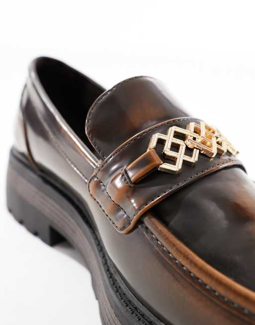 ASOS DESIGN chunky brown loafers in faux leather