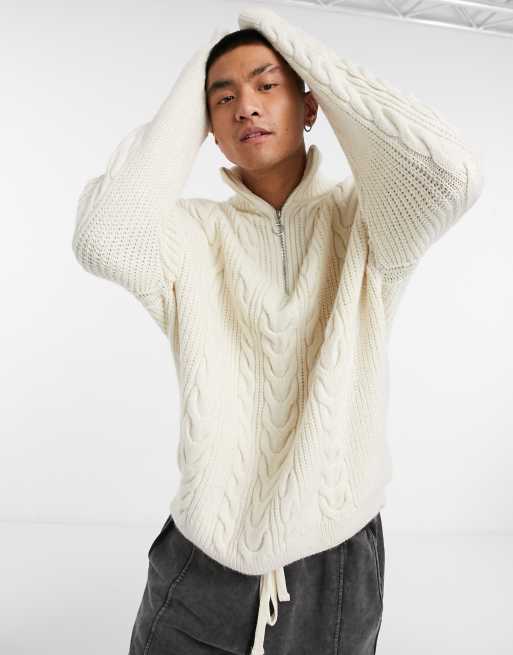 Half zip outlet cable knit sweater