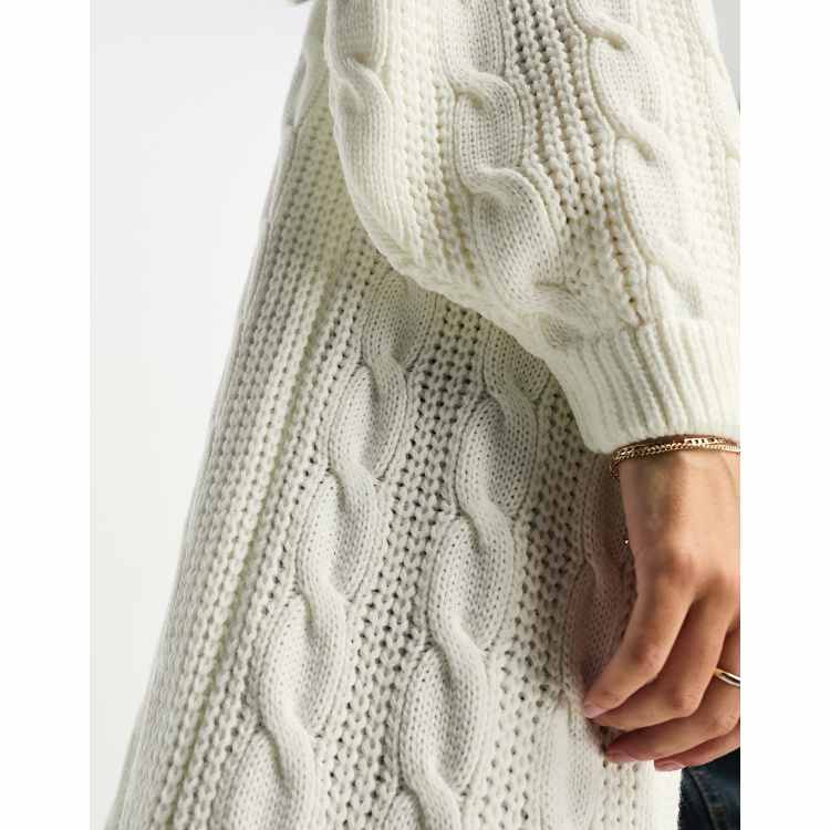 ASOS DESIGN chunky cable knit longline cardigan in cream