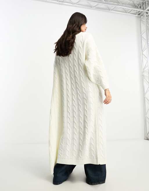 Long cream 2025 knit cardigan