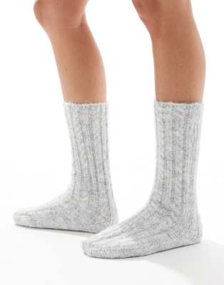 ASOS DESIGN ASOS DESIGN chunky cable knit lounge socks in grey marl