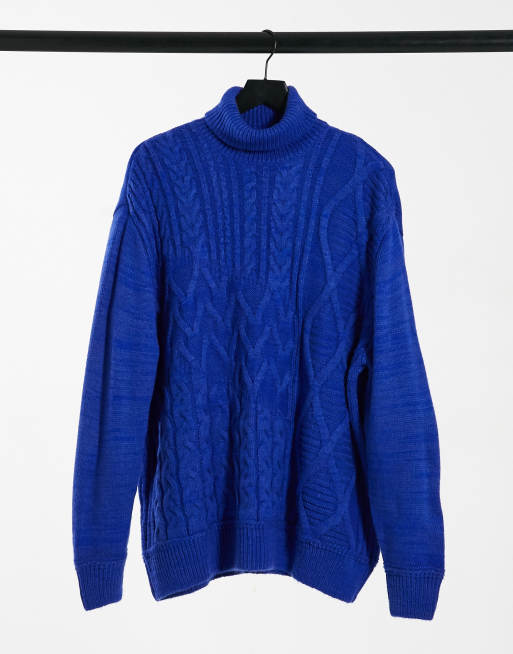 Cobalt blue roll neck jumper sale