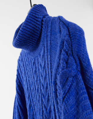 blue chunky knit jumper