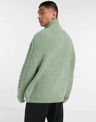 khaki half zip jumper