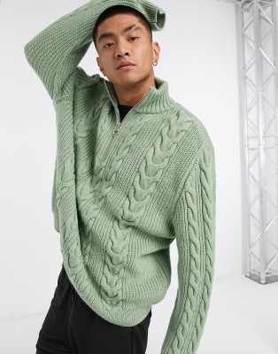khaki half zip jumper
