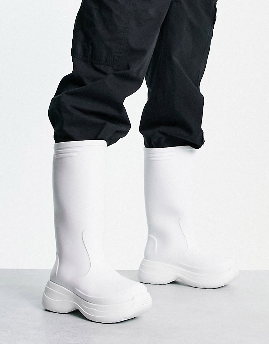 ASOS DESIGN chunky calf length wellington boots in white
