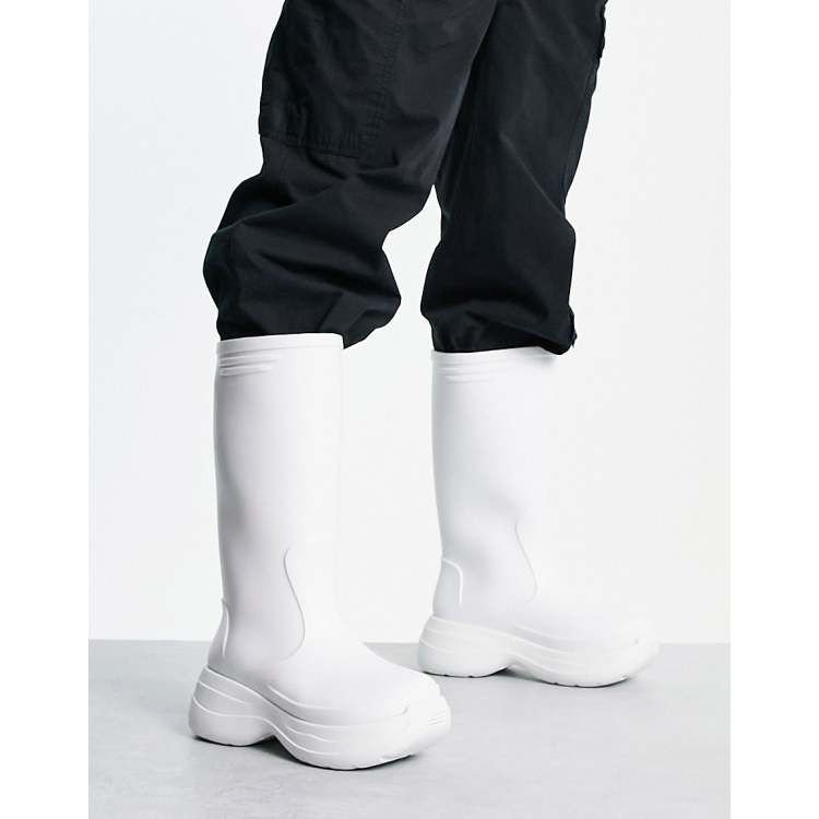 ASOS DESIGN chunky calf length wellington boots in white