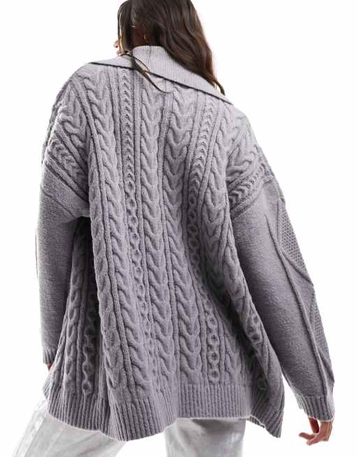 Cable knit clearance cardigan grey