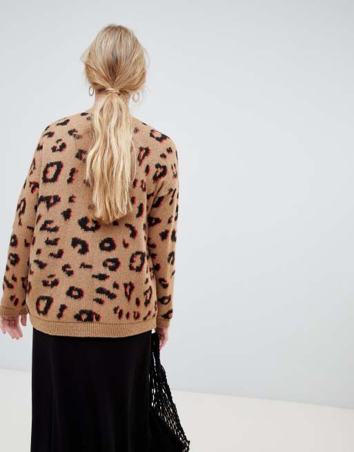 ASOS DESIGN chunky cardigan in leopard