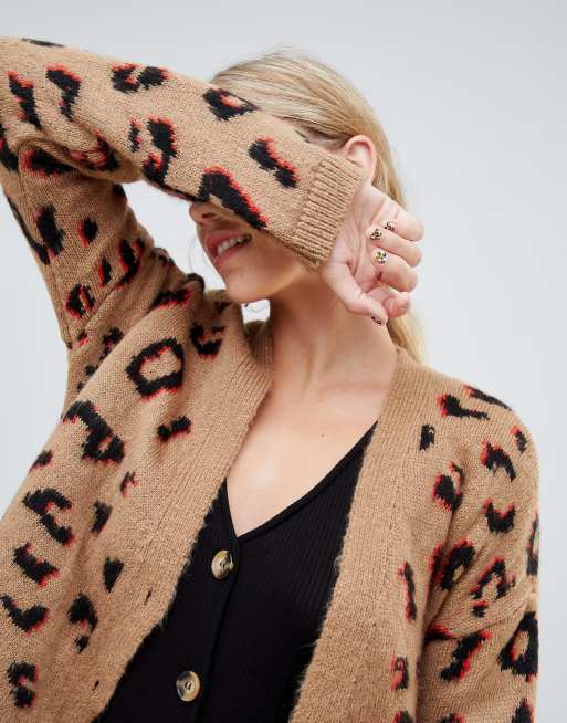 Chunky leopard 2025 print cardigan