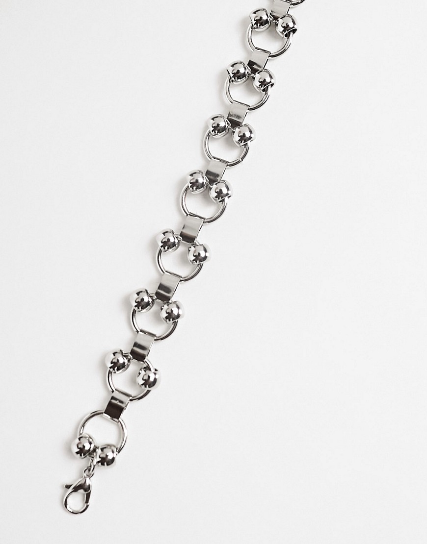 ASOS DESIGN chunky chain bracelet with ball detail in silver tone