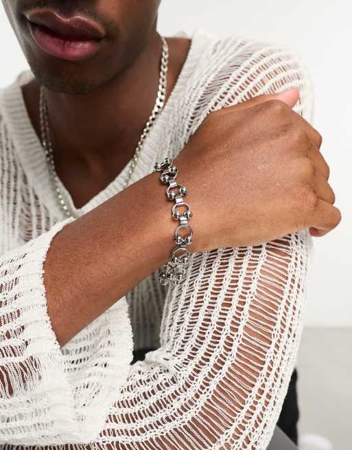 Men's Heavy Silver Chain Detail Bracelet