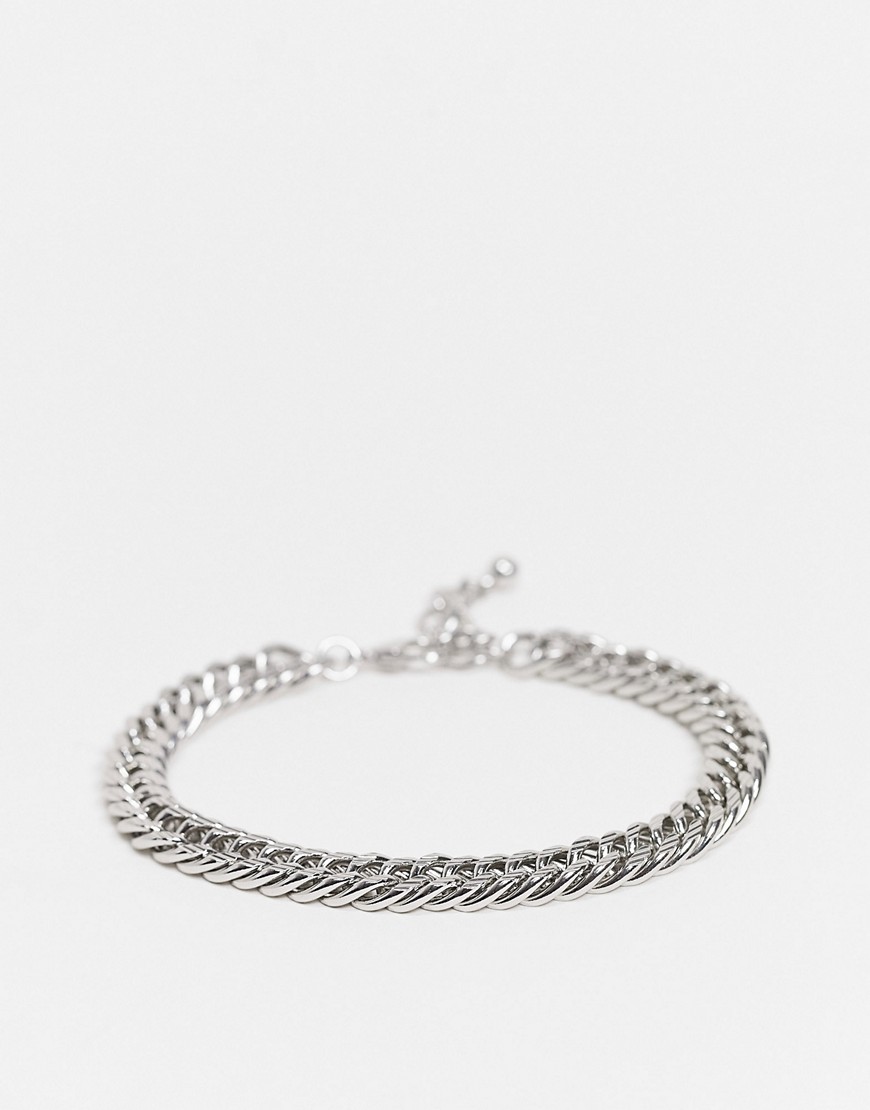 ASOS DESIGN chunky chain bracelet with texture in silver tone