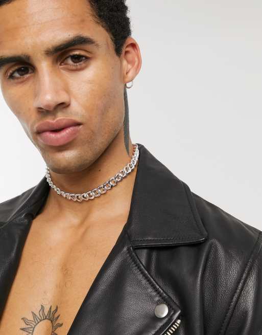 Choker Necklaces - Mens Silver Choker Chains