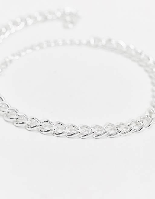 ASOS DESIGN chunky chain choker in shiny silver tone, 2 of 4