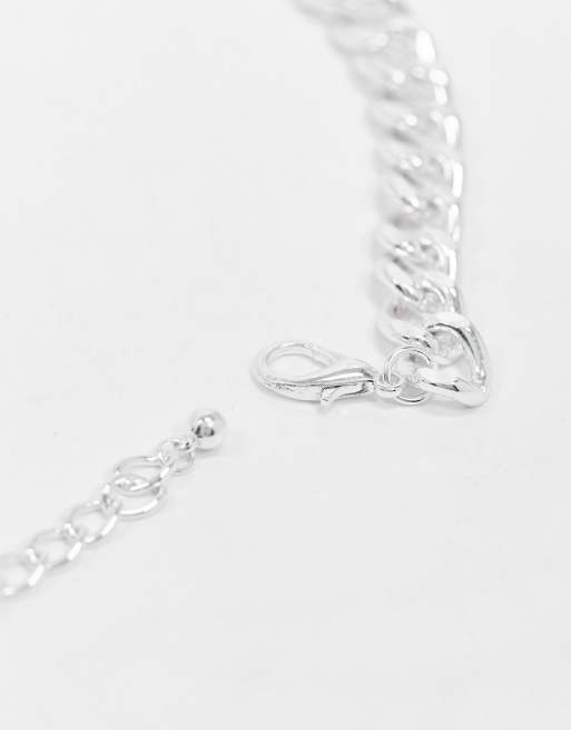 ASOS DESIGN chunky chain choker in shiny silver tone, 4 of 4