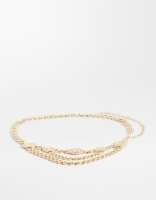 Asos Design Chunky Chain Coin Belt-gold