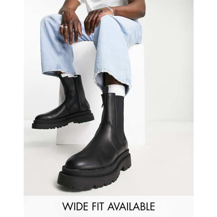 Asos black chunky sales boots