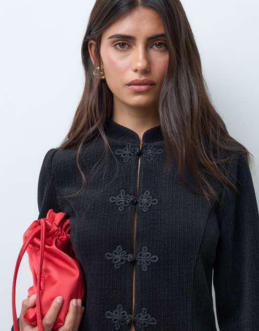 ASOS DESIGN chunky cord-cardigan med snorelukning i sort, 3 af 5