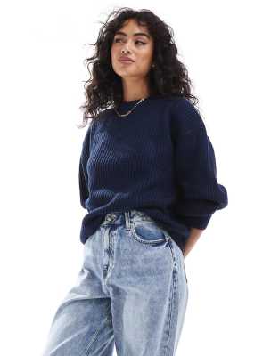 ASOS DESIGN ASOS DESIGN chunky crew neck jumper in navy-Blue