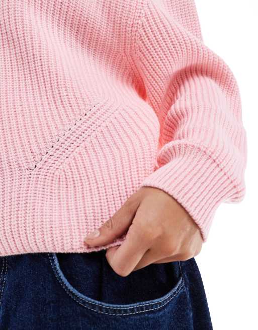 ASOS DESIGN chunky crew neck jumper in pink