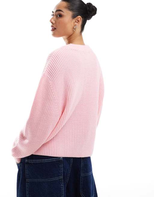 ASOS DESIGN chunky crew neck jumper in pink
