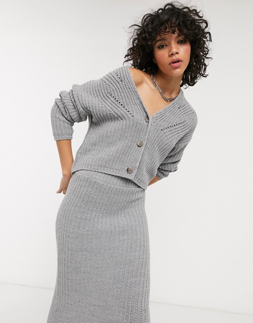 ASOS DESIGN chunky cropped cardigan in moving rib co-ord